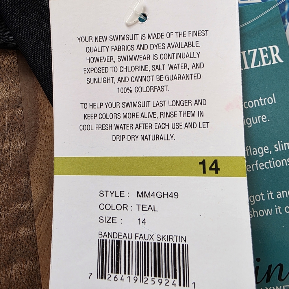 Maxine of Hollywood Teal and Black Floral One Piece Swimsuit - Picture 11 of 13